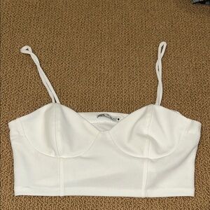 Zara White Cropped Bustier Top